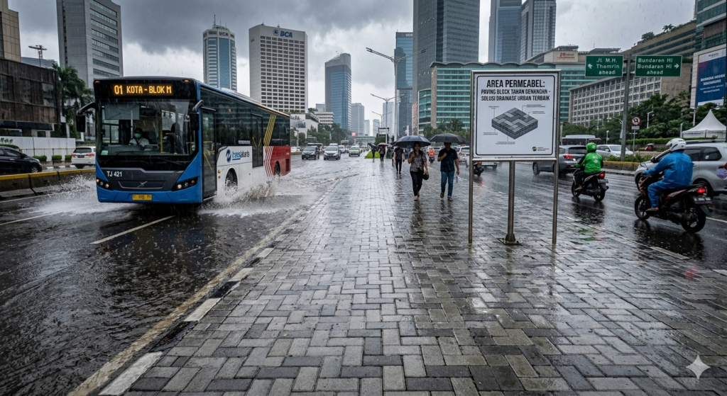 Paving Block Tahan Genangan di Jakarta Pusat