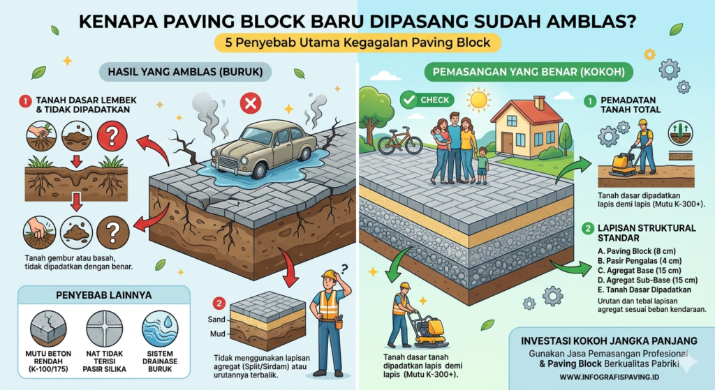 Kenapa Paving Block Baru Dipasang Sudah Amblas